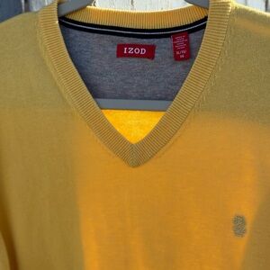 IZOD Sweater Men’s XL X-Large Yellow Cotton Long Sleeve Pullover Preppy Logo